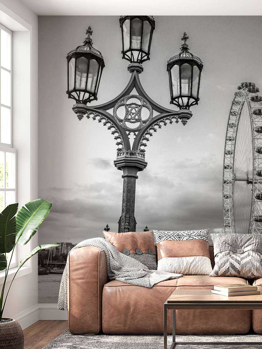 Street lamp with London Eye, London, UK