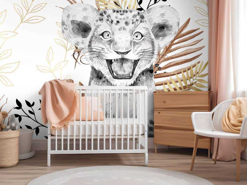 Brown and gold leafed lion cub