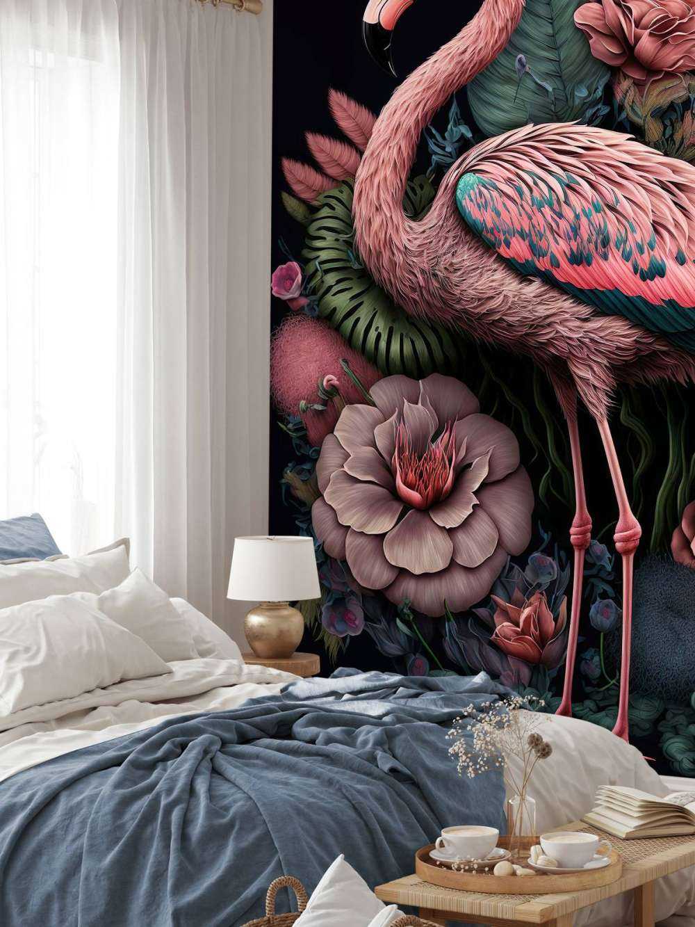 Flamingo Floral Splendor Night