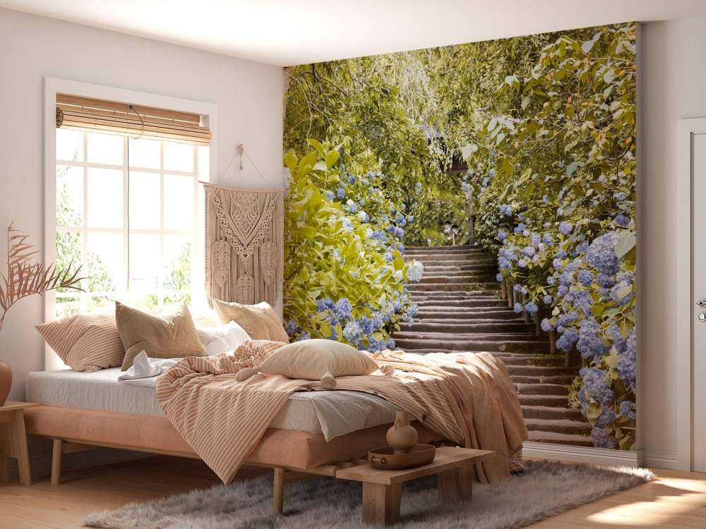 Blue flowers in park