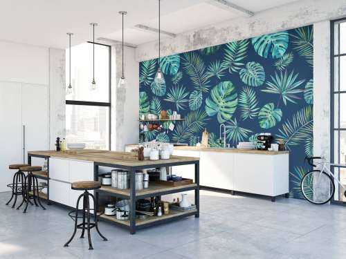 Palm leaves and monstera