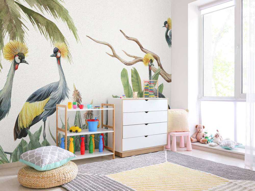 Jungle with cranes