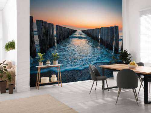 Breakwaters at sunset
