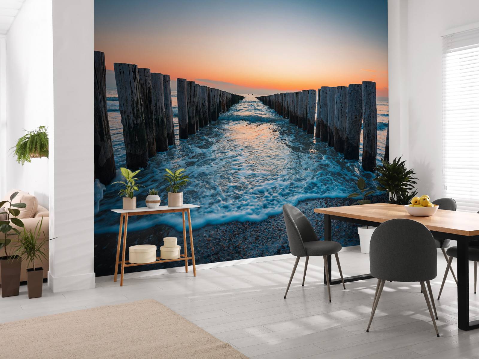 Breakwaters at sunset