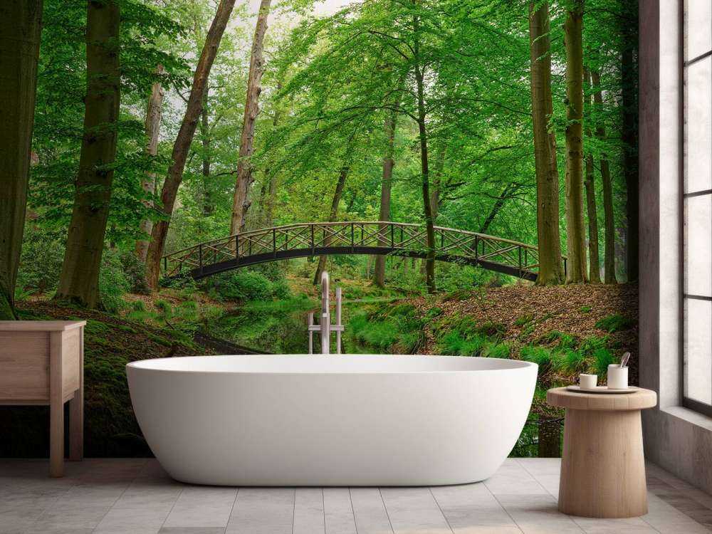 Arch bridge in the woods