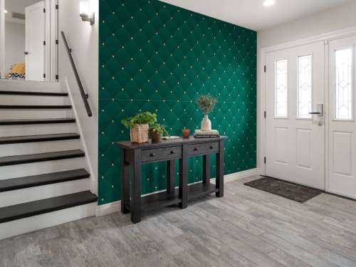 Dark green chesterfield pattern