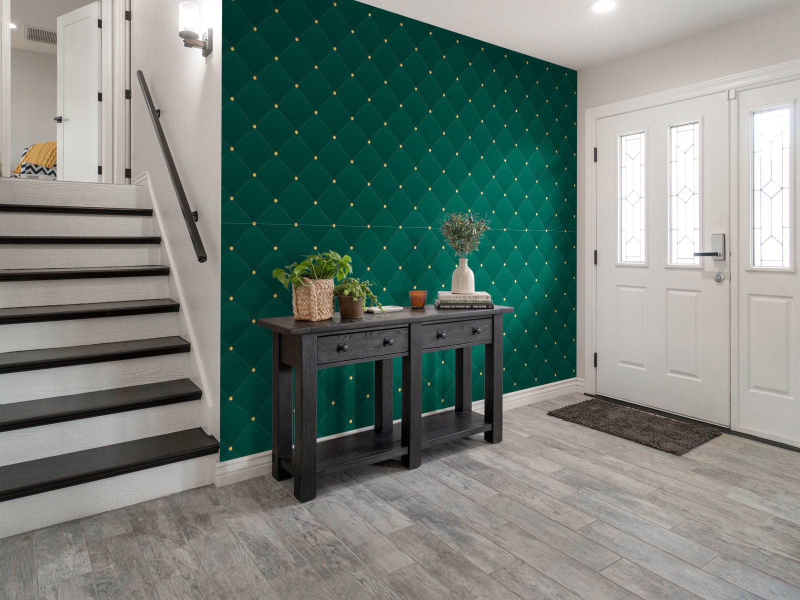 Dark green chesterfield pattern