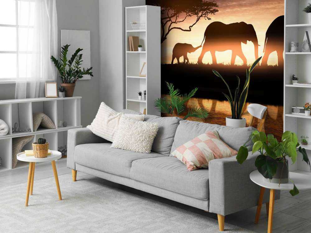 Elephants in savannah