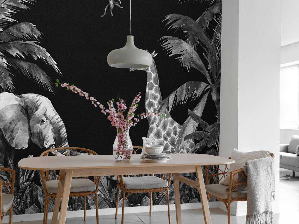 Black and white jungle animals