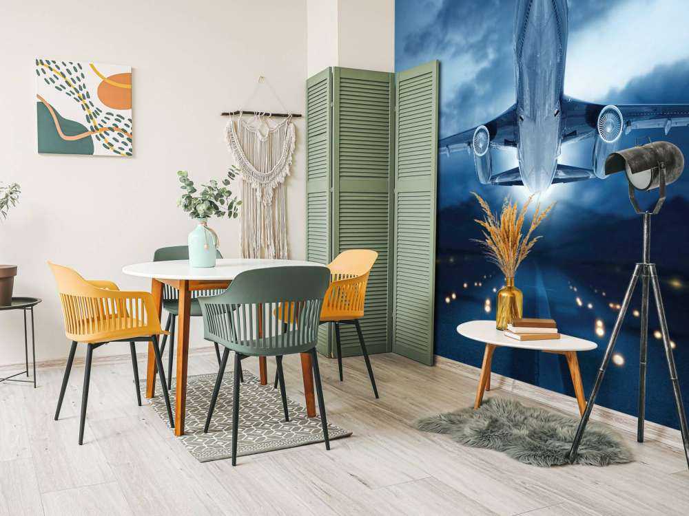 Rising plane with dark sky