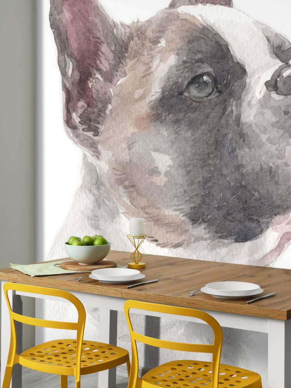 Watercolor French bulldog