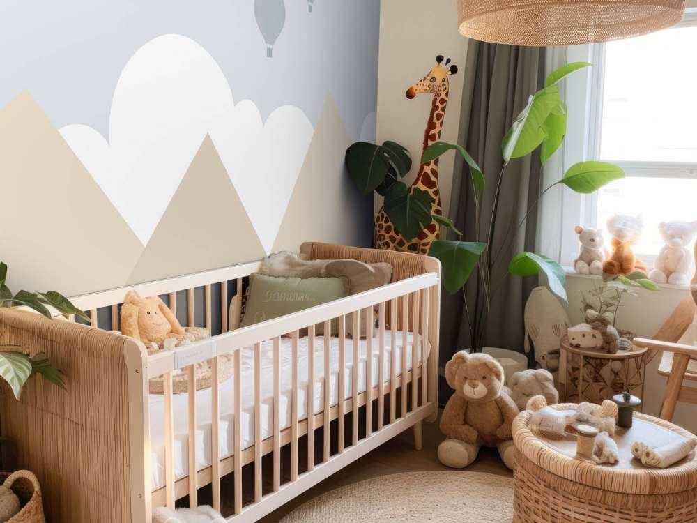 High mountains with hot air balloons