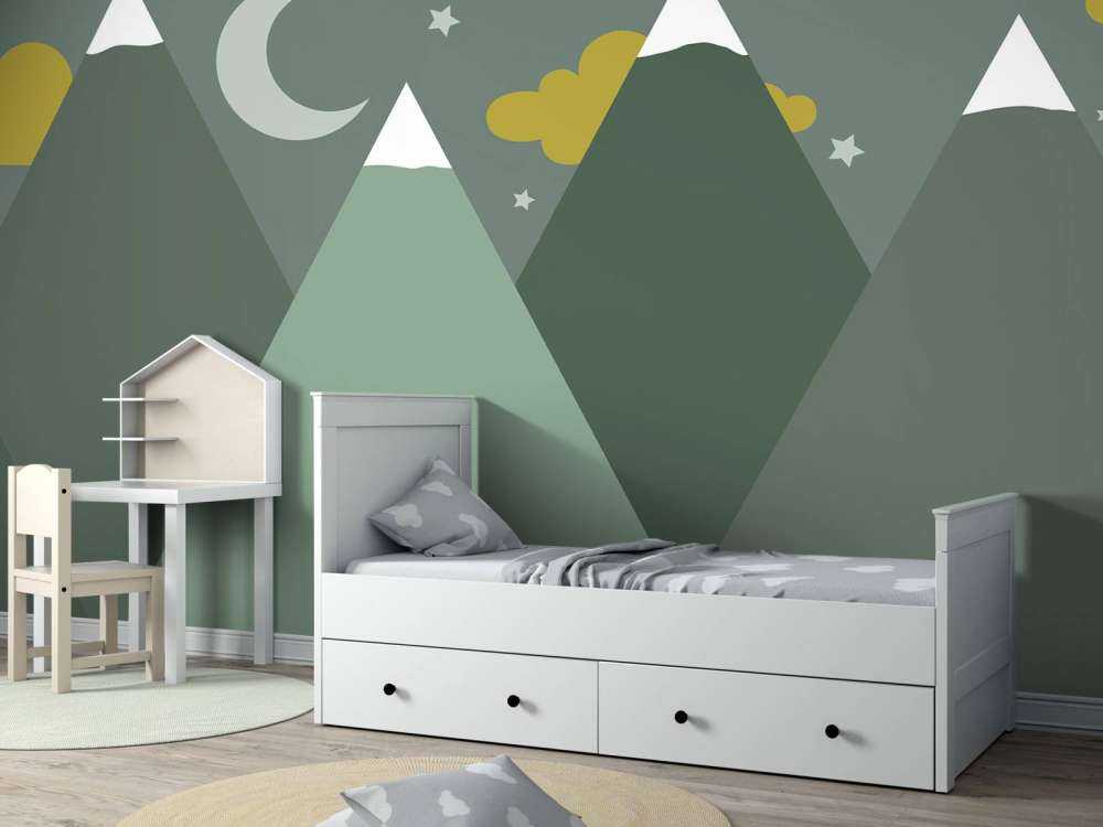 Green mountains at night