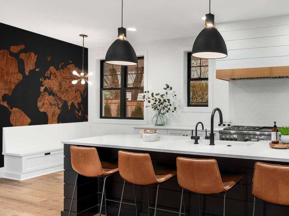 World map with wood veneer