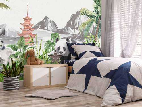 Pandas in bamboo jungle