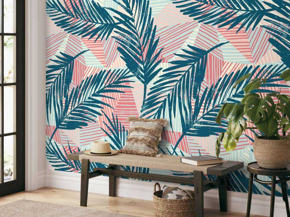 Abstract palm leaves