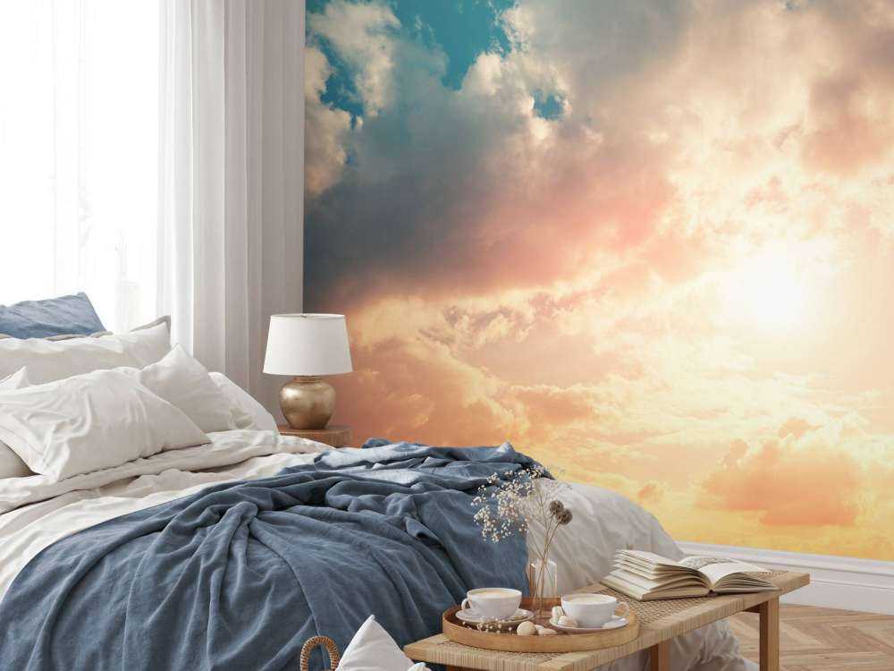 Coloured sky with clouds