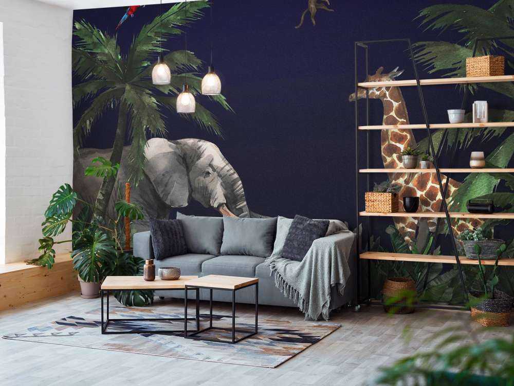 Jungle animals at night