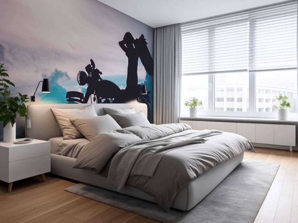 Silhouette motorcyclist