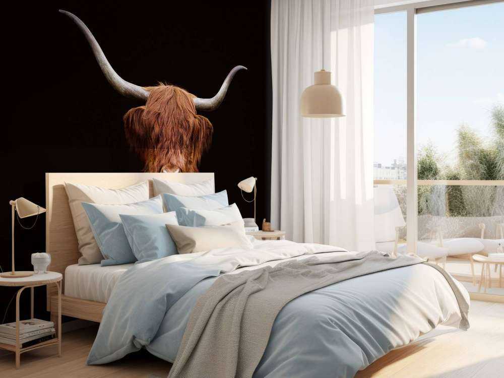 Scottish Highlander on dark background