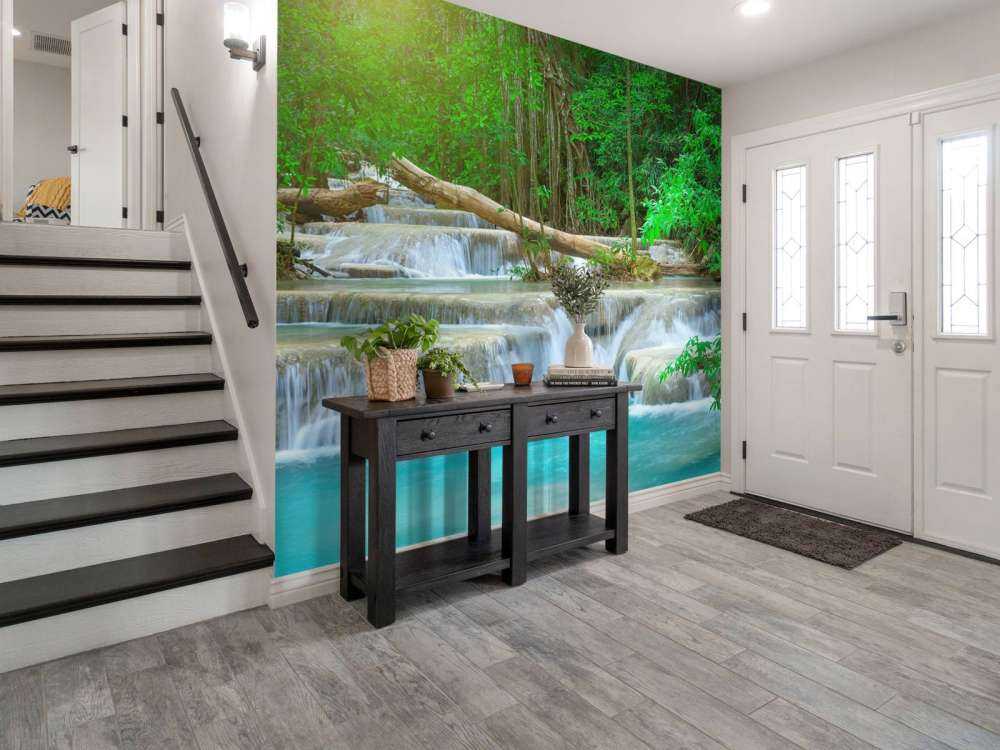 Wide waterfall in the forest