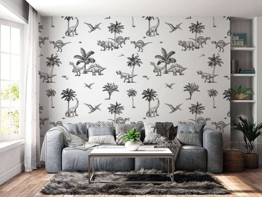 Dino pattern in black and white