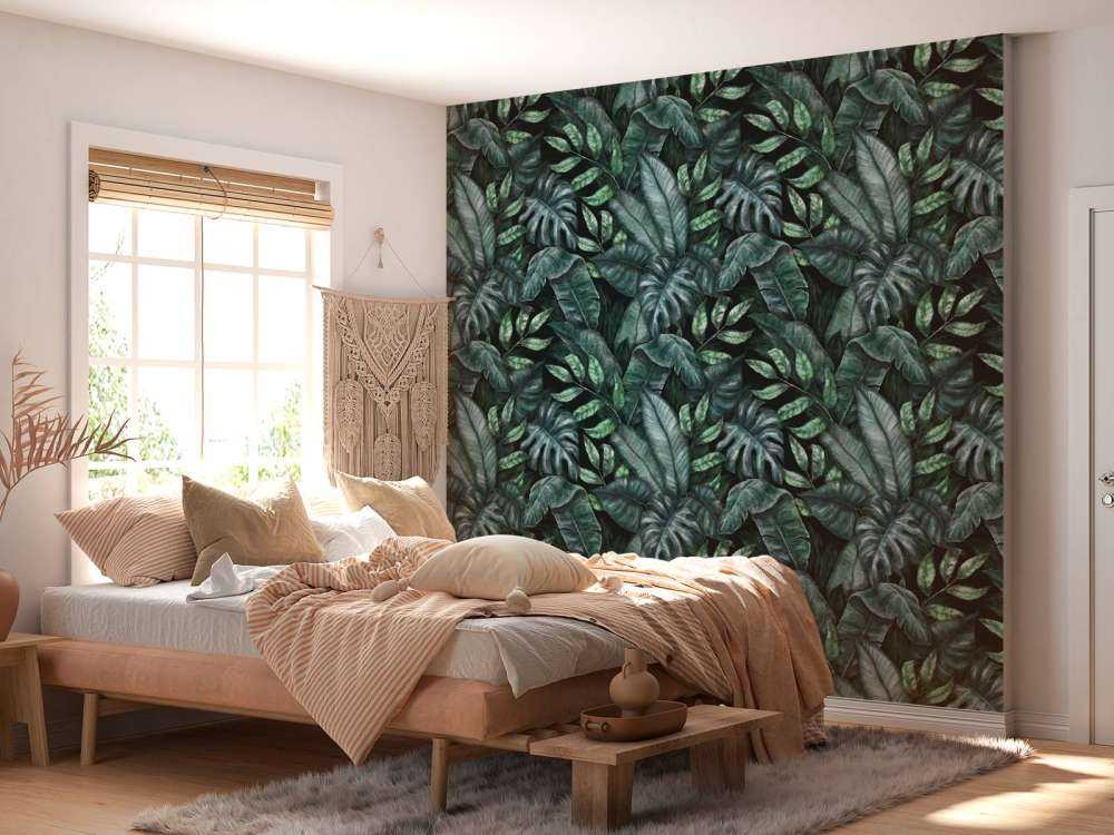 Botanical pattern with palm leaves