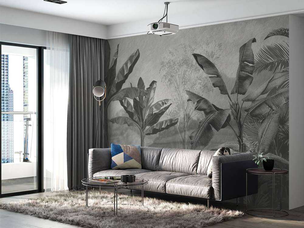 Banana trees in black and white