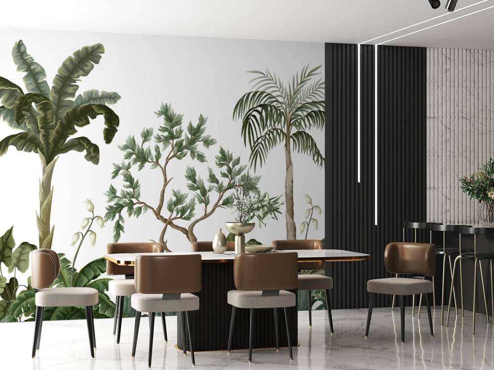 Jungle landscape with palm trees