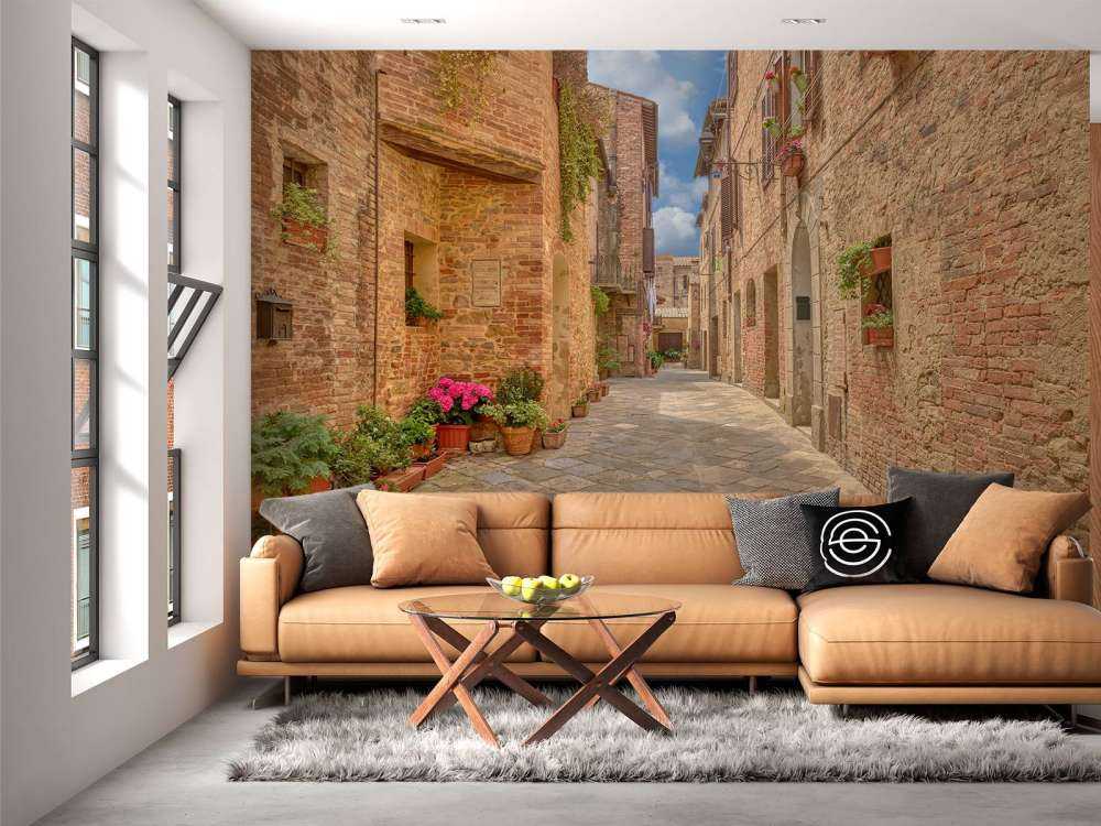 Italian street with plants and flowers