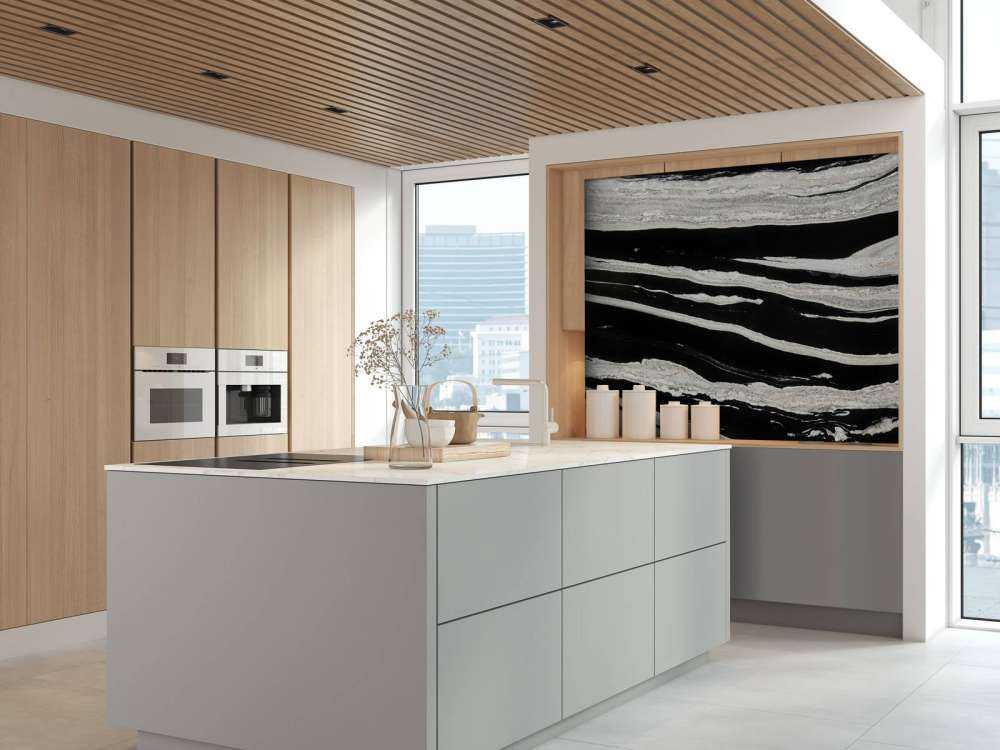 Black marble with white veins