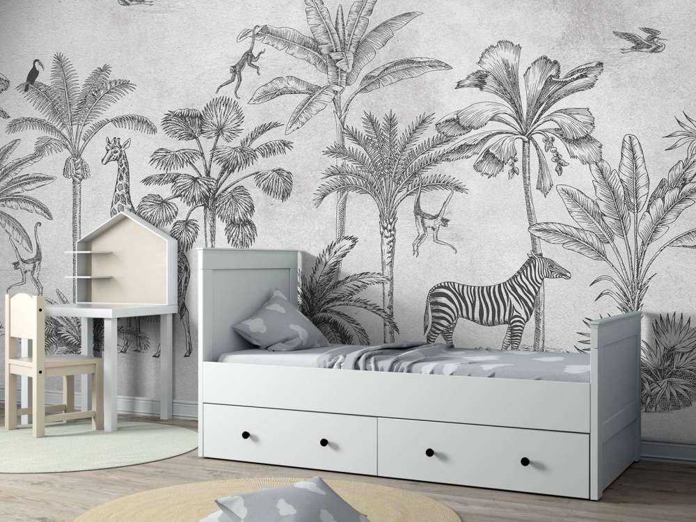 Tropical animal jungle gray