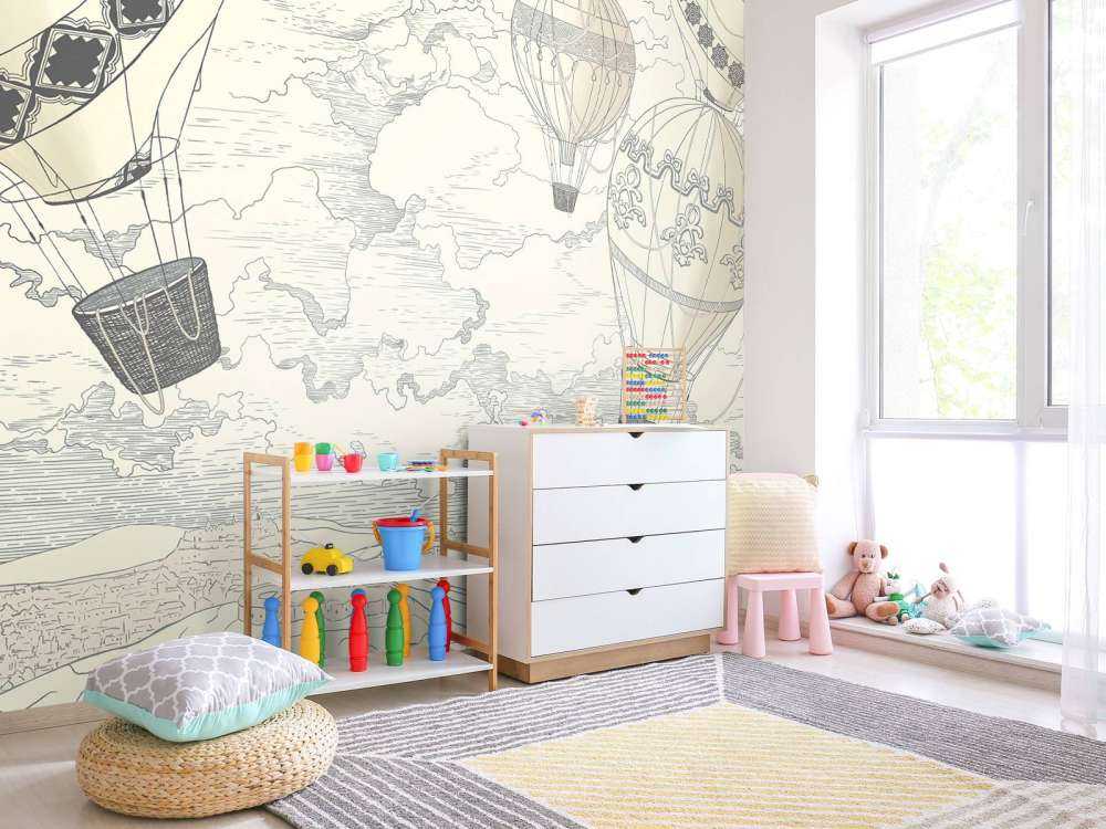 White modern hot air balloons