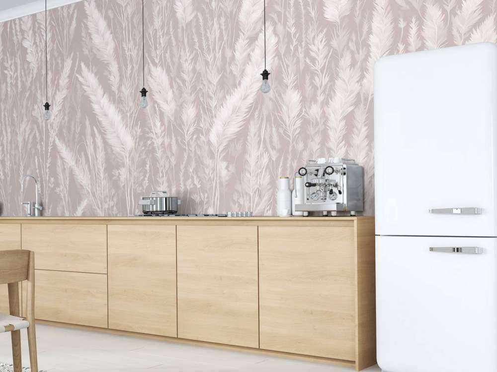 Wall of field grasses - taupe