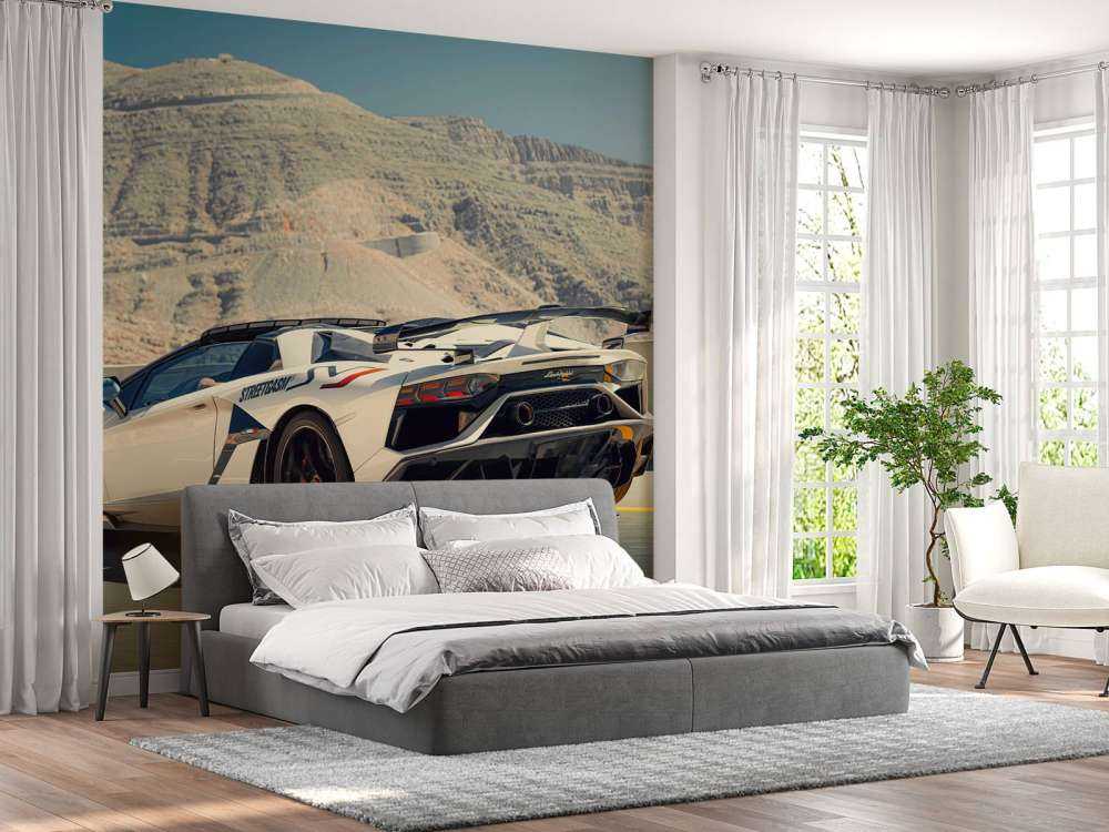 Supercar on mountain pass