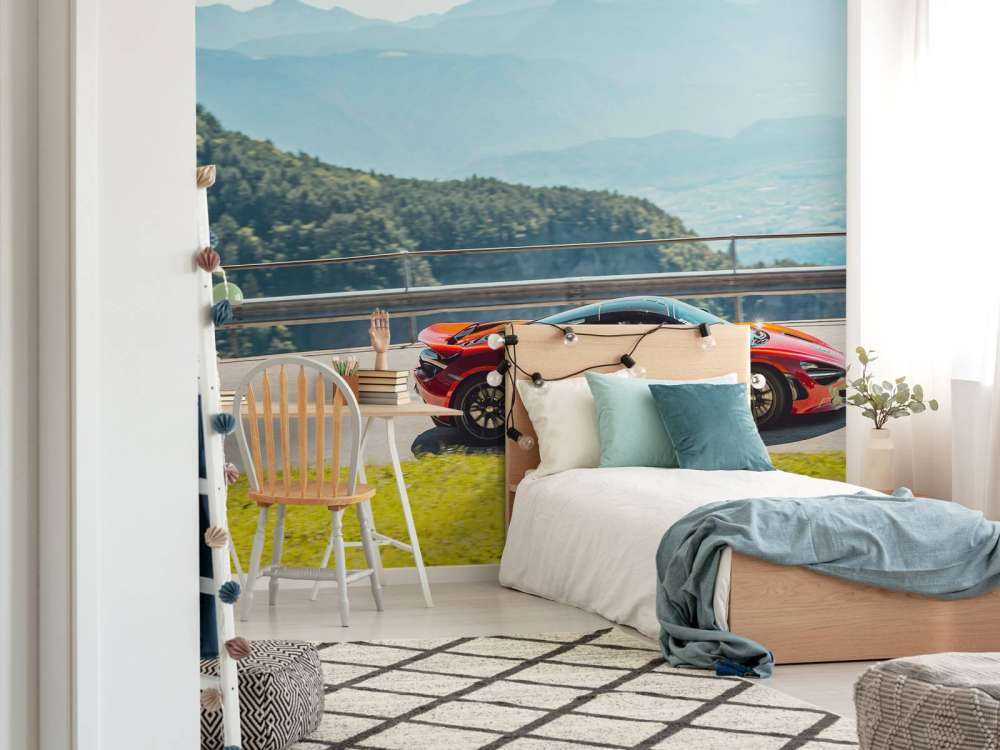 Driving through mountain scenery