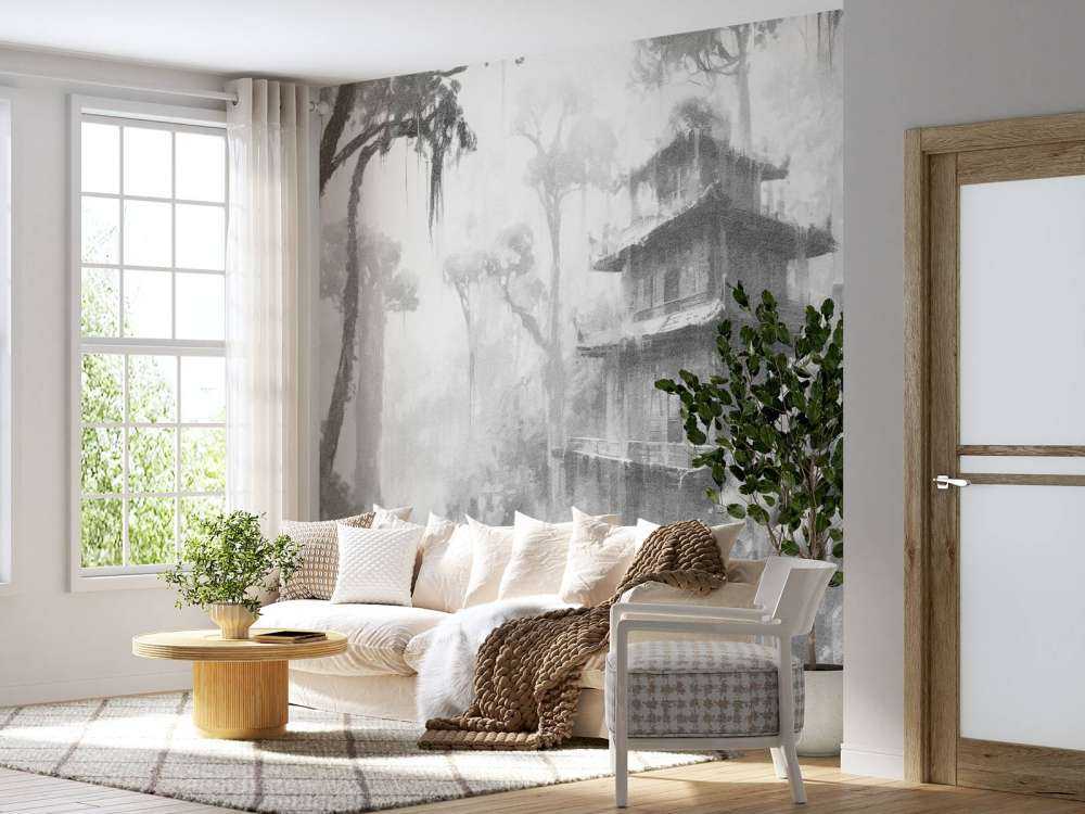 Hidden Hut in Misty Forest