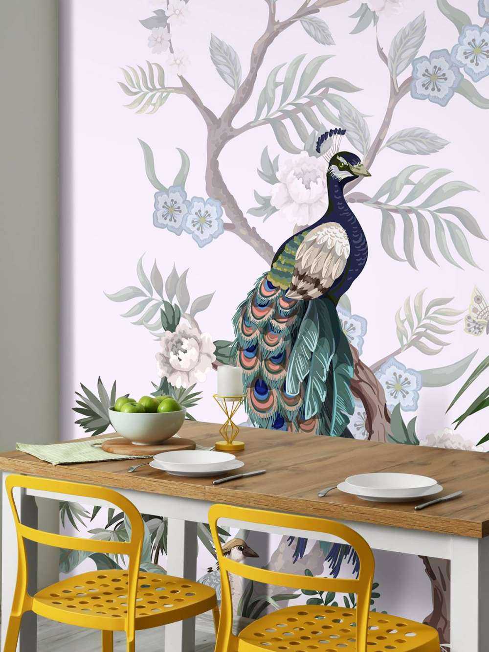 Peacocks and peonies