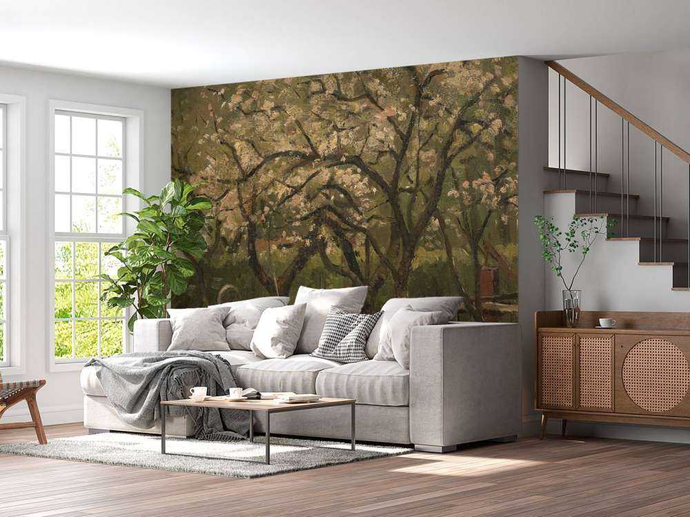 Flowering tree in an orchard