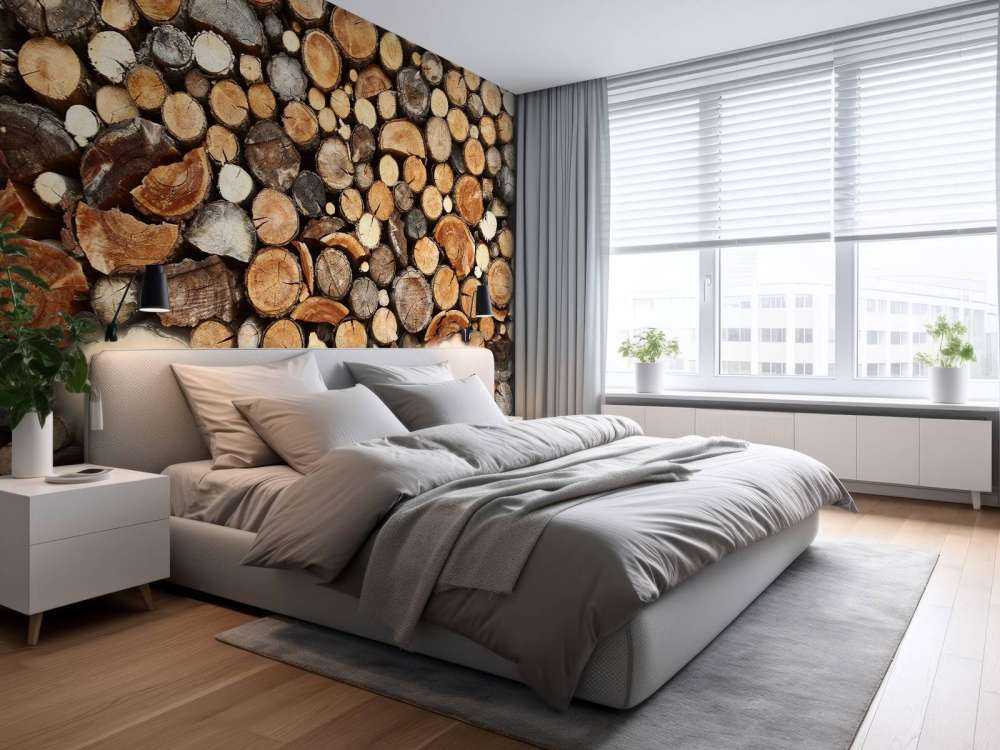 Stacked tree trunks