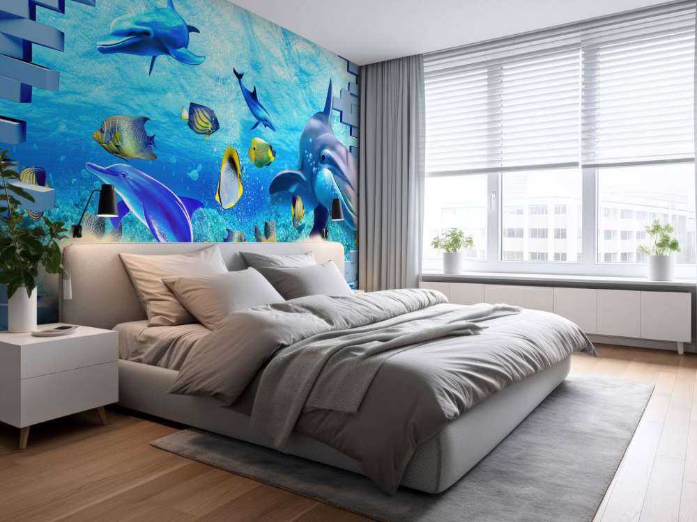 Dolphins behind a wall