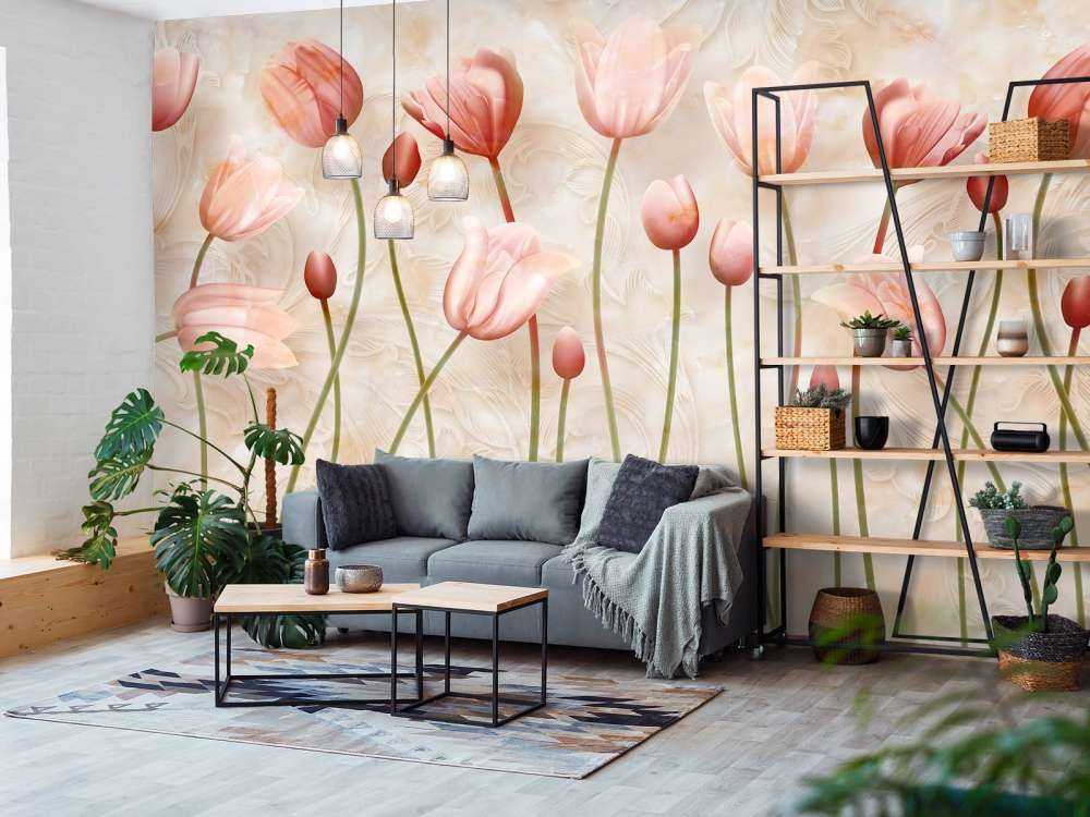 Pink waving tulips