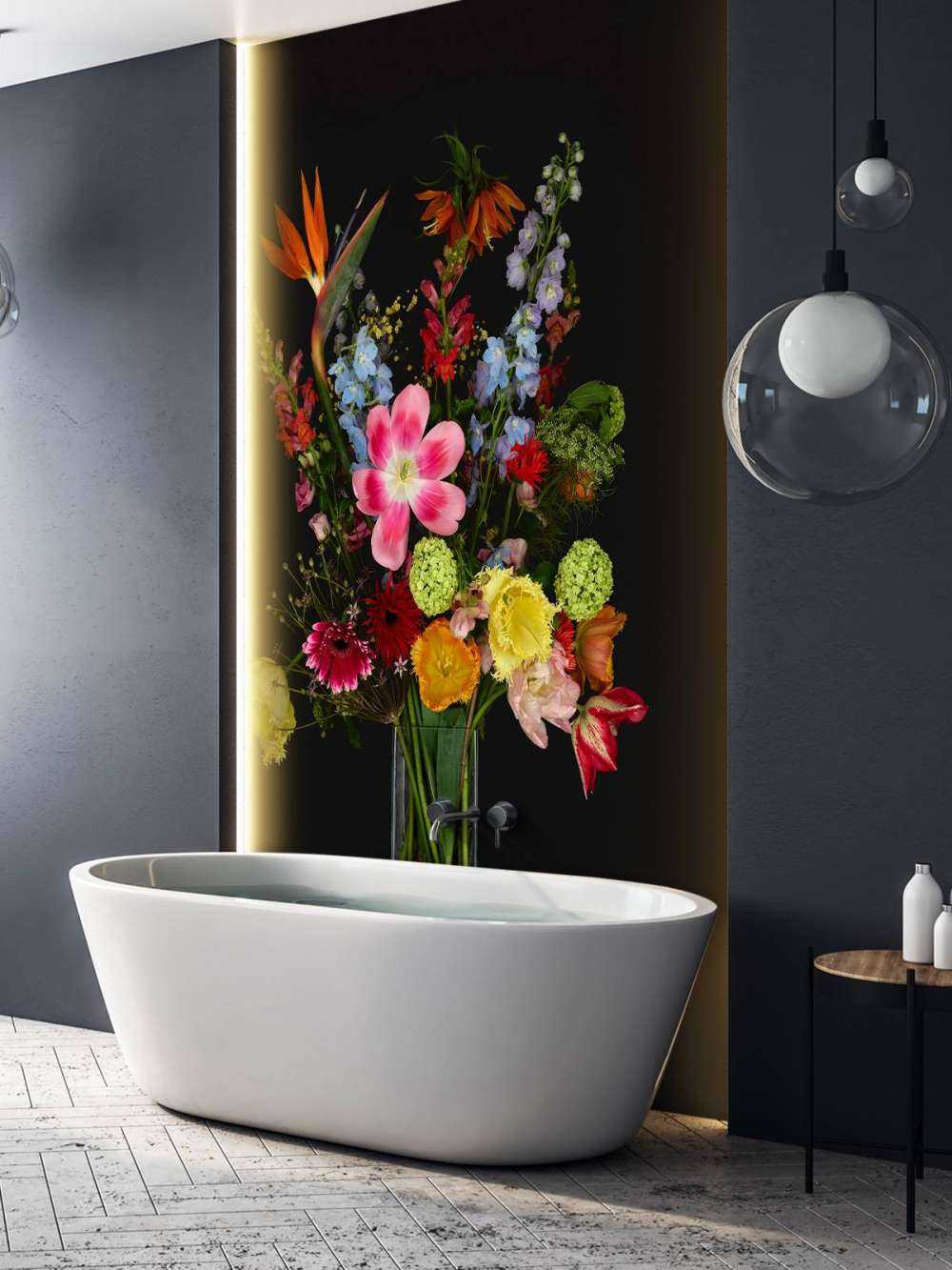 Bouquet of flowers in glass vase