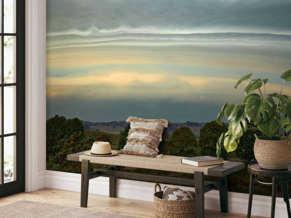 Plankwolk (Shelfcloud) boven heidegebied