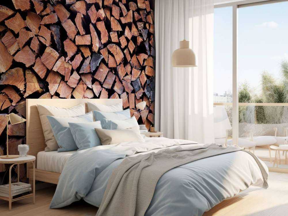 Split and stacked wood