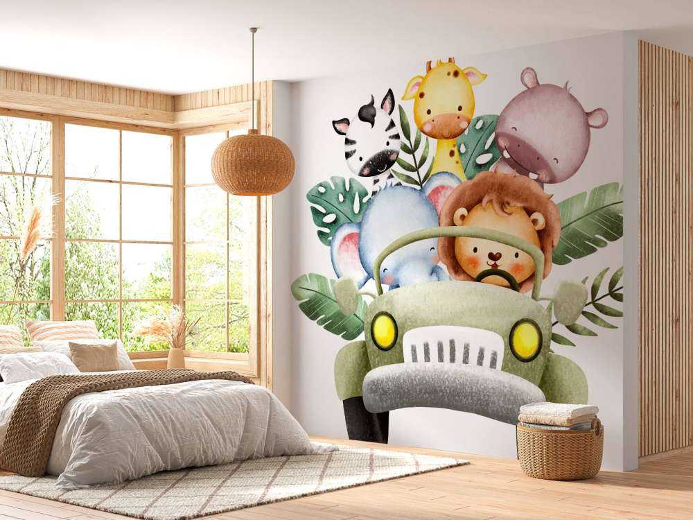 Safari animals in jeep