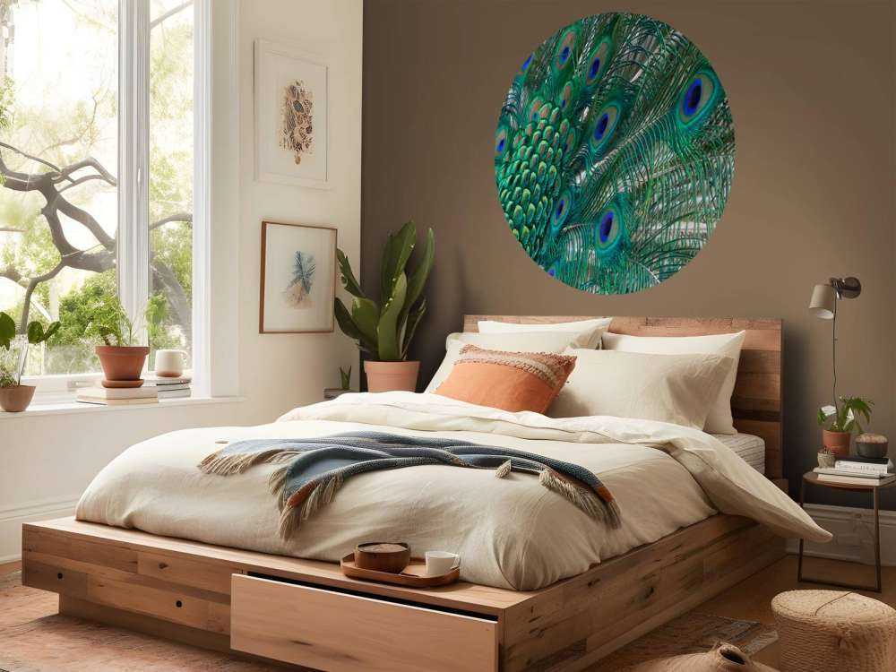 Colored plumage of a peacock