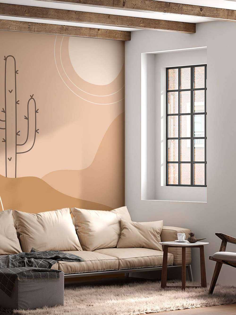 Abstracte cactussen en bergen