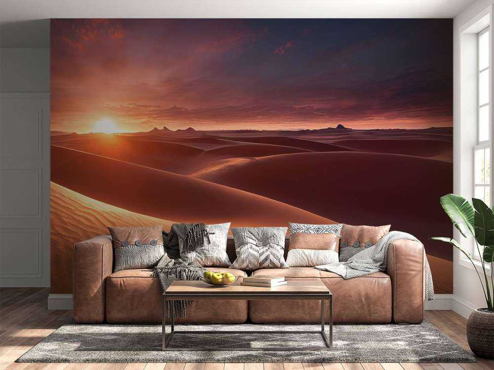 Zandduinen bij zonsondergang