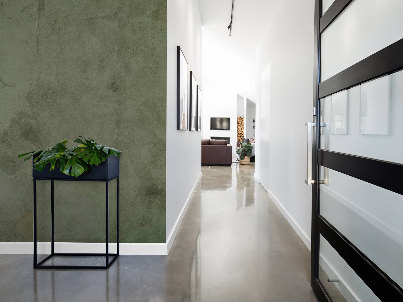 Green concrete with sweeping cracks